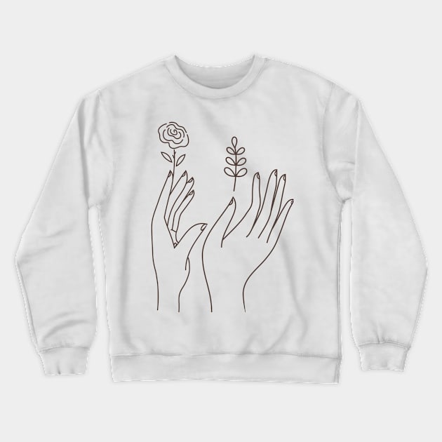 Outline hands with flowers Crewneck Sweatshirt by Artomino